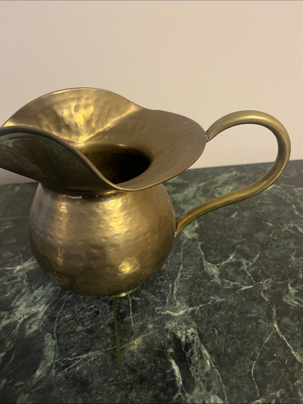Brass Hammered Pitcher - Antique-Style Decorative Vase